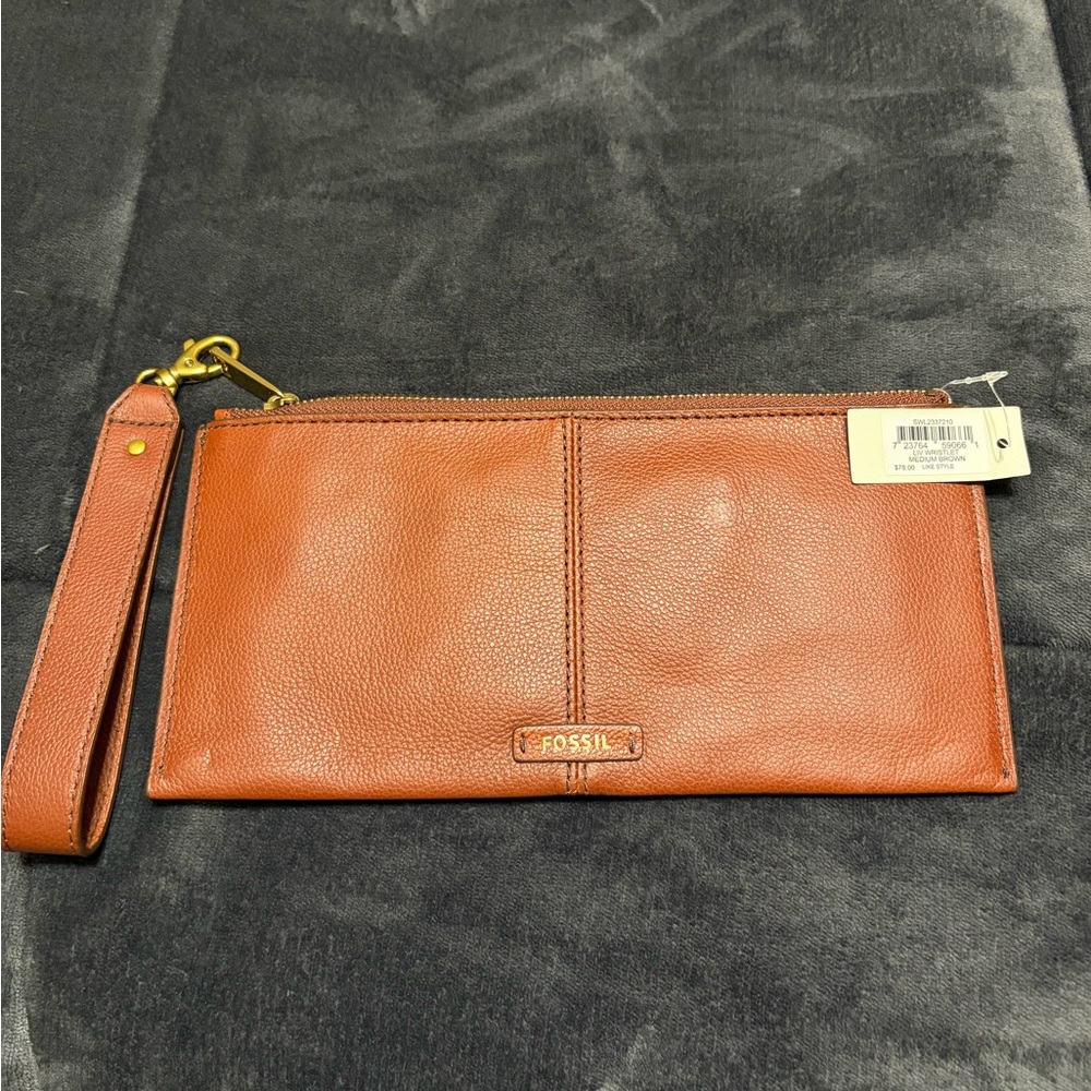 Fossil Medium Brown Leather Wristlet